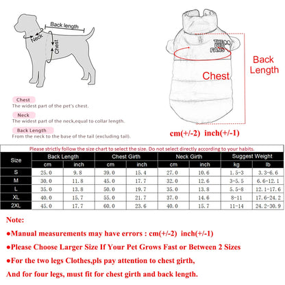 Warm Dog Clothes Winter For
